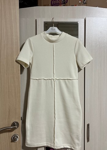 Beyaz Kısa Kollu Mini Elbise - Görsel 4