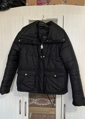 Defacto Siyah Kürklü Kadın Mont - Görsel 2