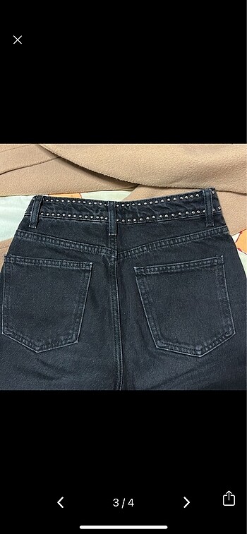 34 Beden Kadın bel detaylı jean
