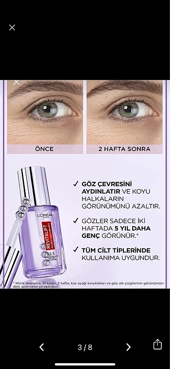 Beden Loreal Paris göz serumu