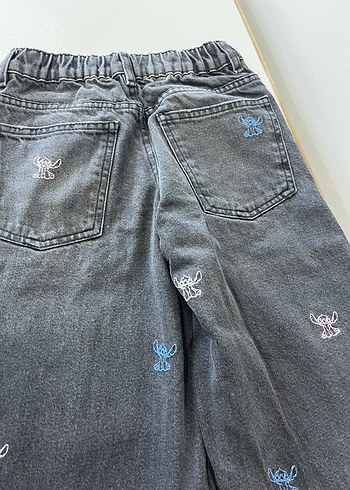 xs Beden Nakışlı Gri Bol Kesim çocuk Kot Pantolon