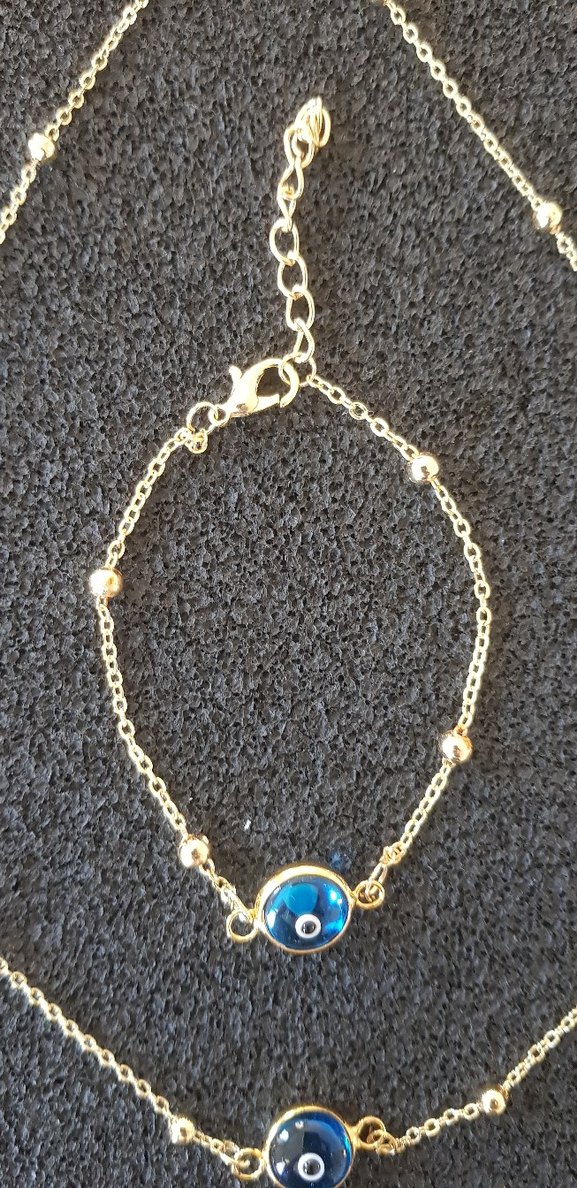 Mavi İşlemeli Zincir Detaylı Kadın Takı Seti - Görsel 2