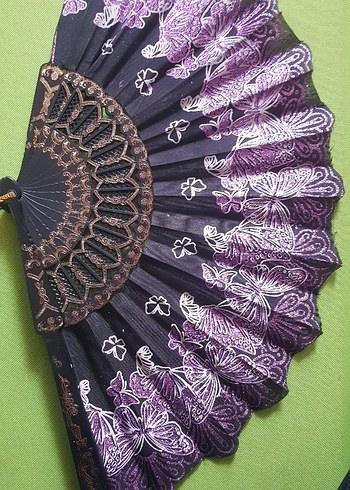 Mor İşlemeli Dekoratif Yelpaze - Görsel 10