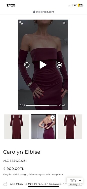 s Beden bordo Renk Atelier aliz markasına ait satışı 4.900 dur.