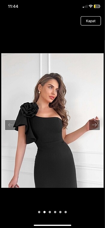 Esra helvacı Siyah gül broşlu abiye