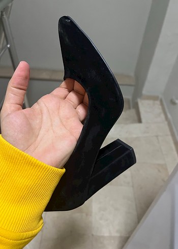 Siyah Yılan Desenli Tokalı Kadın Topuklu Ayakkabı - Görsel 4