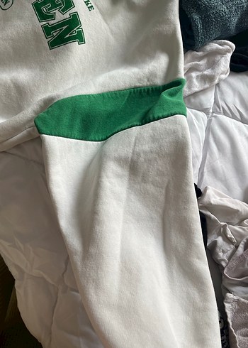 Yeşil Beyaz Fermuarlı Kadın Sweatshirt - Görsel 4