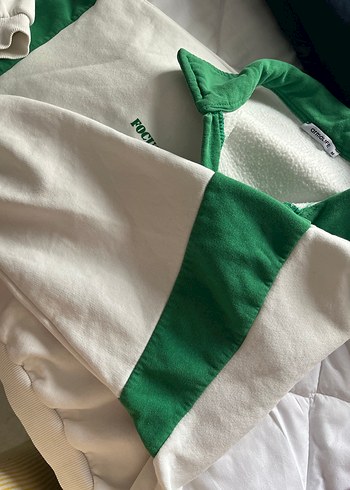 Yeşil Beyaz Fermuarlı Kadın Sweatshirt - Görsel 3