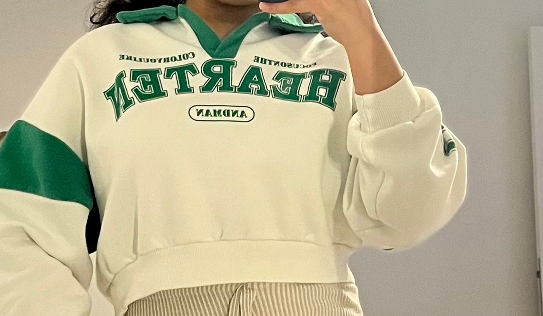 Yeşil Beyaz Fermuarlı Kadın Sweatshirt - Görsel 5