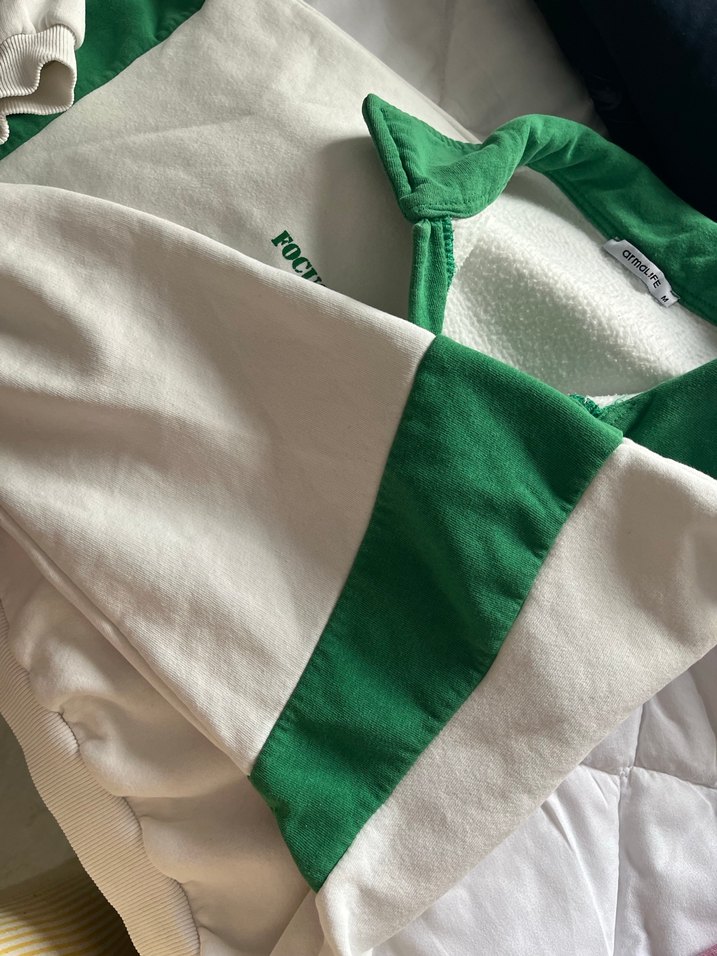 Yeşil Beyaz Fermuarlı Kadın Sweatshirt - Görsel 3