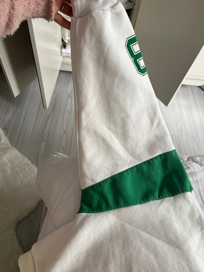 Yeşil Beyaz Fermuarlı Kadın Sweatshirt - Görsel 2