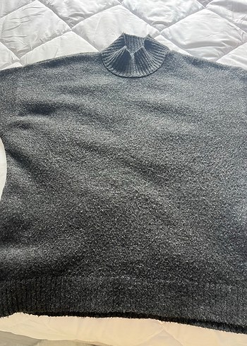 Gri Kadın Boğazlı Örgü Yün Kazak - Görsel 5