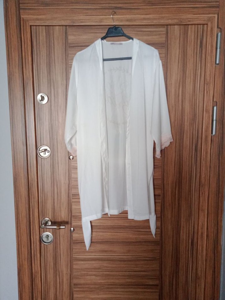 Bohem Uzun Kollu Beyaz  Gelin Sabahlıği - Görsel 3