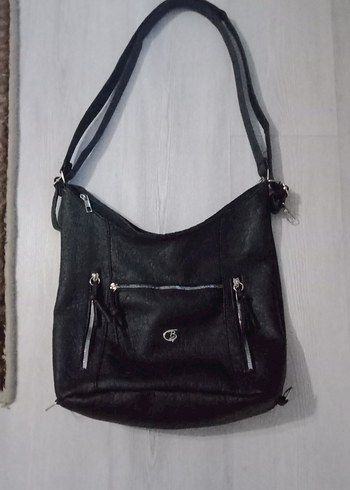 Tokalı Siyah Deri Kadın Çanta - Görsel 7