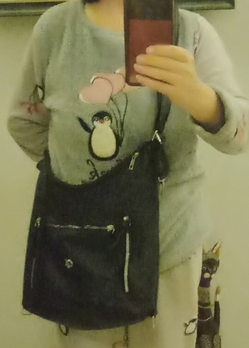 Tokalı Siyah Deri Kadın Çanta - Görsel 6