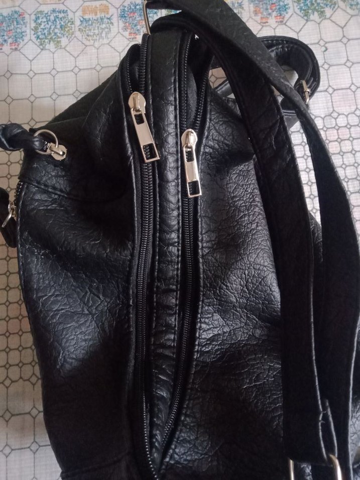 Tokalı Siyah Deri Kadın Çanta - Görsel 3