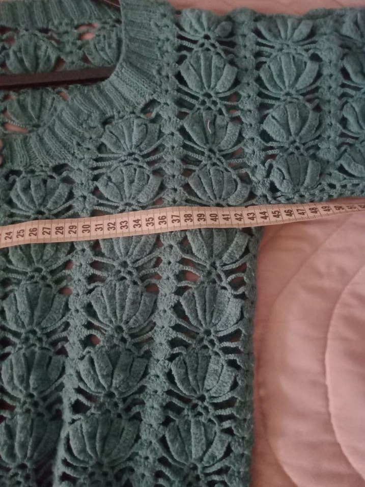 Bohem Kısa Kollu Turkuaz Örgü Kadın Kazak - Görsel 3