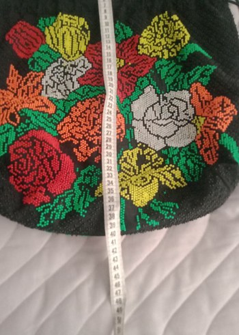 Boncuk İşlemeli Çok Renkli Bohem Örgü Çanta - Görsel 5