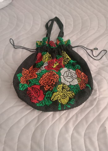 Boncuk İşlemeli Çok Renkli Bohem Örgü Çanta - Görsel 3