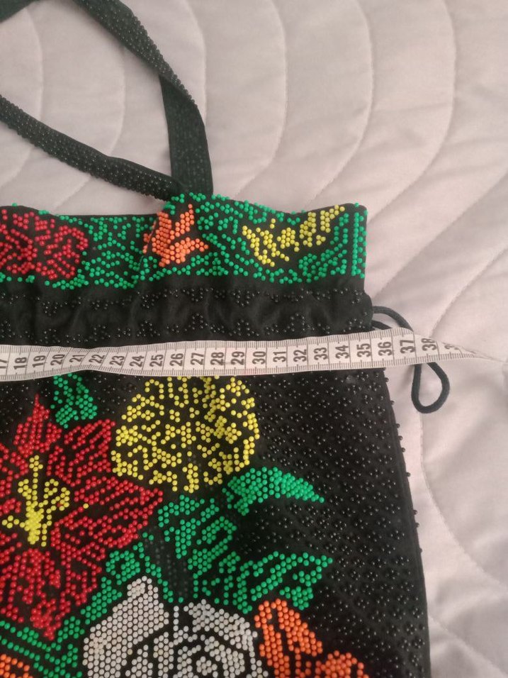 Boncuk İşlemeli Çok Renkli Bohem Örgü Çanta - Görsel 4