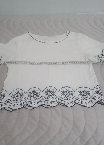 Nakışlı Dantel Detaylı Kısa Kollu Bohem Bluz - Görsel 5