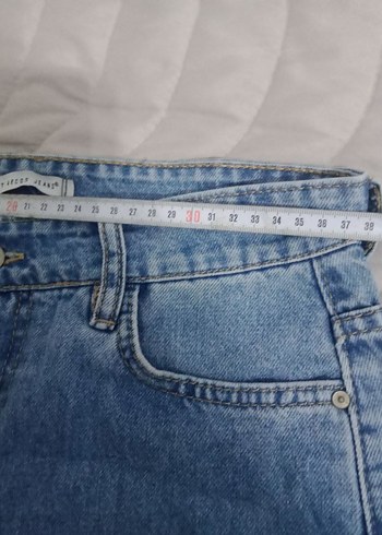 Düğmeli Mavi Kadın Denim Pantolon - Görsel 4