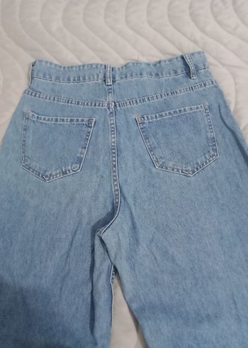 Düğmeli Mavi Kadın Denim Pantolon - Görsel 2