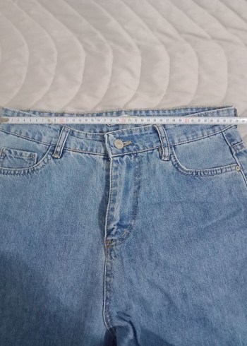 Düğmeli Mavi Kadın Denim Pantolon - Görsel 3