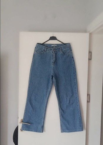 Düğmeli Mavi Kadın Denim Pantolon - Görsel 8