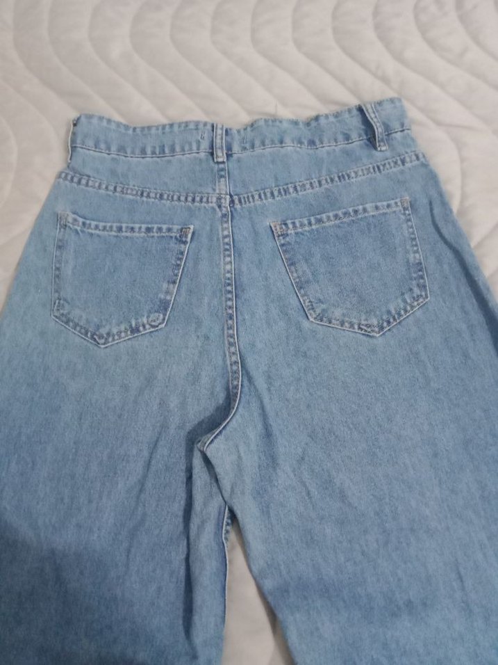 Düğmeli Mavi Kadın Denim Pantolon - Görsel 2