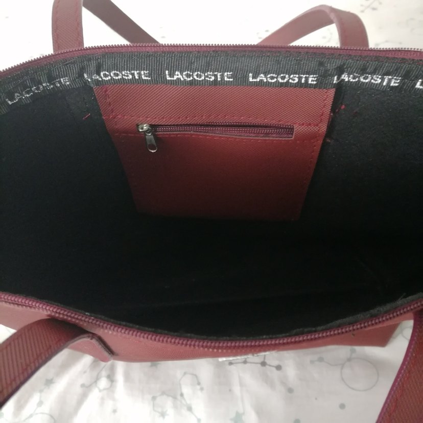 Bordo Deri Fermuarlı Kadın Çanta Lacoste - Görsel 5