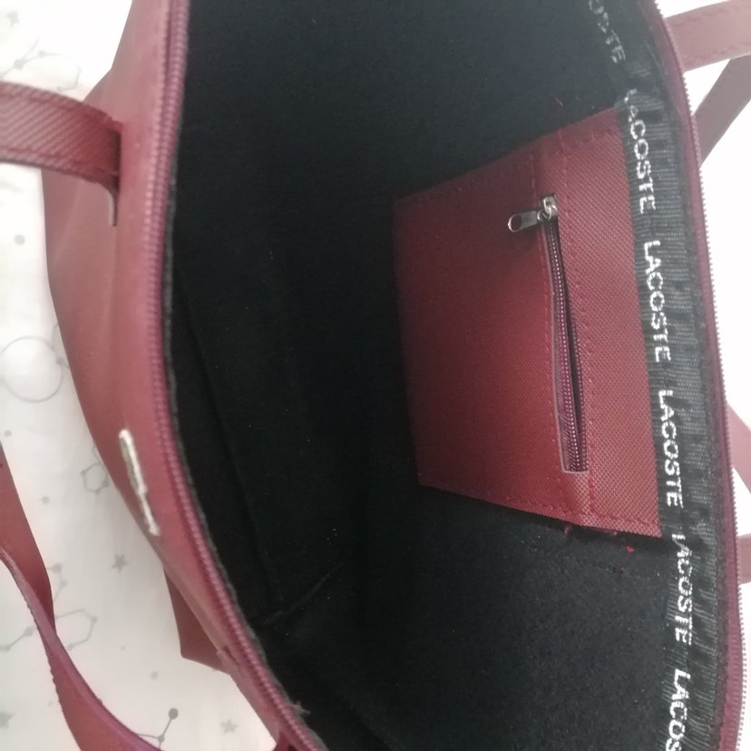 Bordo Deri Fermuarlı Kadın Çanta Lacoste - Görsel 4