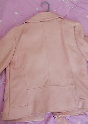 Pembe Süet Kadın Deri Ceket - Görsel 3