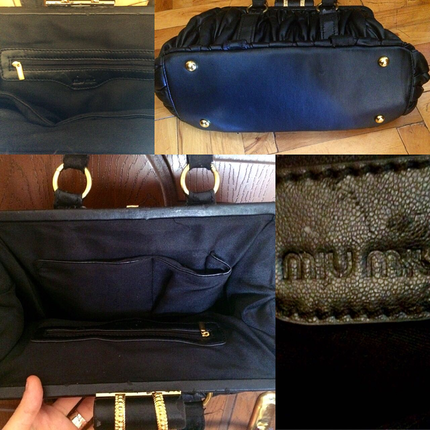 m Beden siyah Renk MİU MİU marka orjinal büyük boy kol çantası 