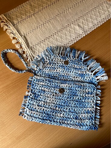  Beden Mavi clutch portföy çanta