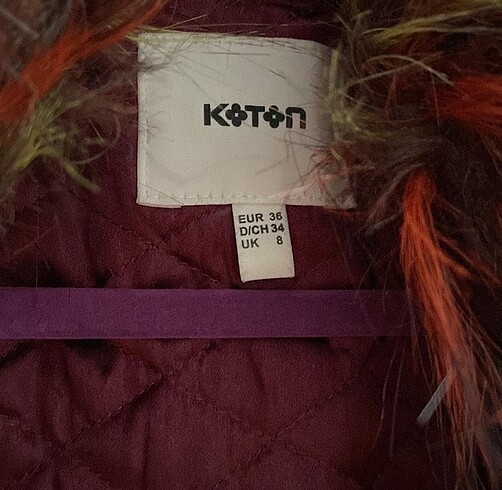 Koton Koton kazayağı renkli mor kaban