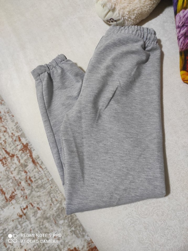 Gri Kadın Fermuarlı Rahat Eşofman Altı - Görsel 2