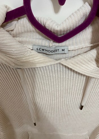 LC Waikiki Bej Kadın Kapüşonlu Örgü Sweatshirt