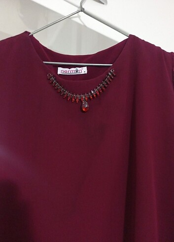xl Beden bordo Renk Abiye