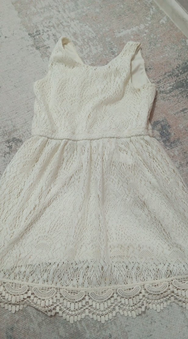 Kız Çocuk Beyaz Dantel Bohem Elbise - Görsel 3