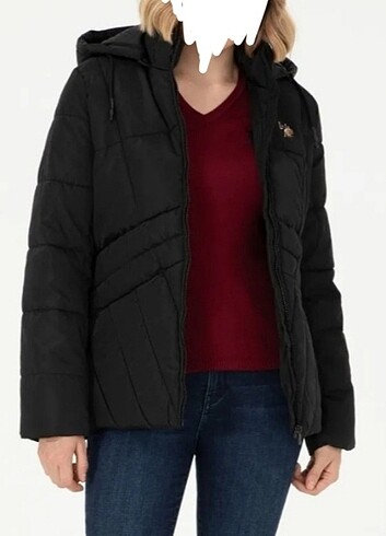 U.S. POLO ASSN. KADIN MONT, SİYAH ŞAPKALI, KAPUŞONLU