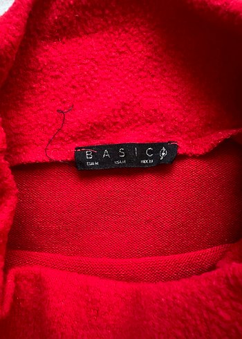 m Beden Kırmızı Yüksek Yakalı Kadın Sweatshirt