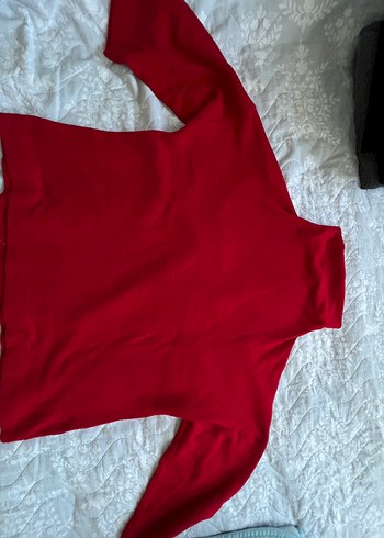 m Beden kırmızı Renk Kırmızı Yüksek Yakalı Kadın Sweatshirt