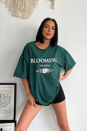 Blooming Baskılı Oversize T-Shirt