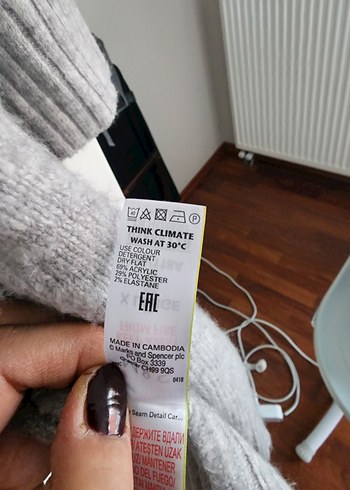 marks and spencer Gri Midi Uzun Kollu Triko Hırka - Görsel 4