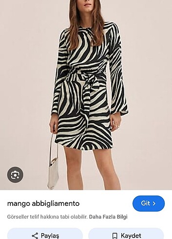 m Beden Mango zebra desen elbise 