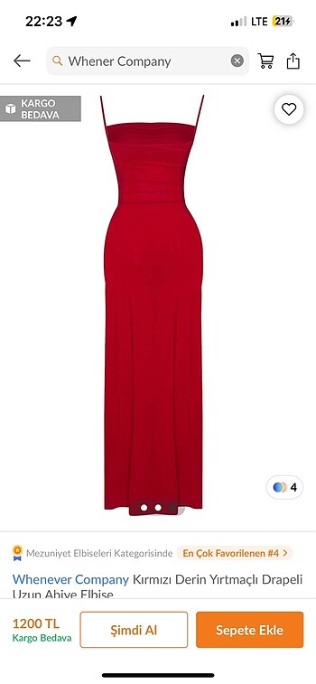 Zara Uzun yırtmaçlı kırmızı elbise