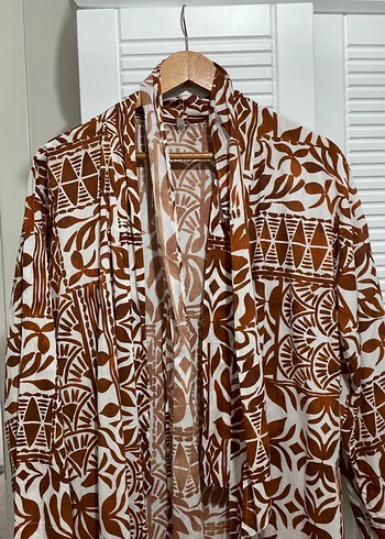 Uzun Boy Bohem Tarzı Bağlama Desenli Kimono - Görsel 5