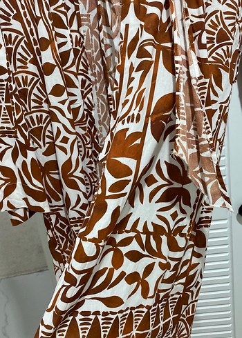 Uzun Boy Bohem Tarzı Bağlama Desenli Kimono - Görsel 4