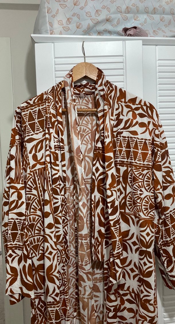 Uzun Boy Bohem Tarzı Bağlama Desenli Kimono - Görsel 5